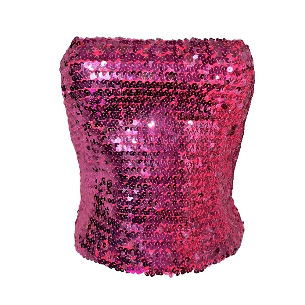 Pink sequin tube top